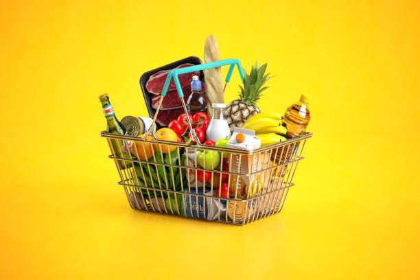 Image of a shopping basket full of food