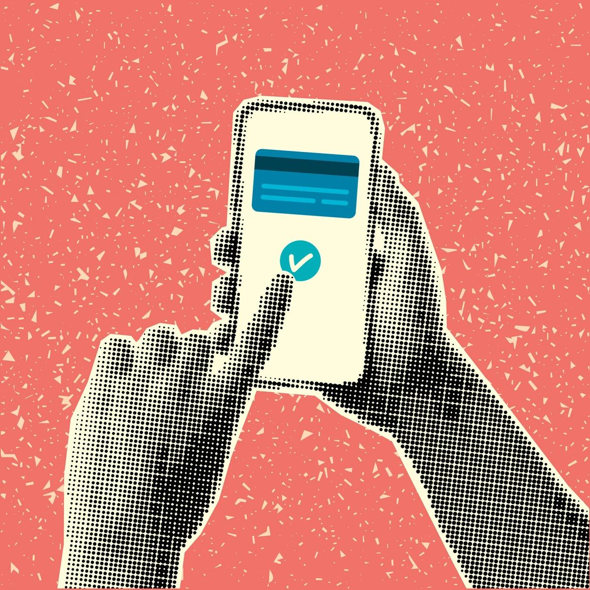 Illustration of person managing their money on phone