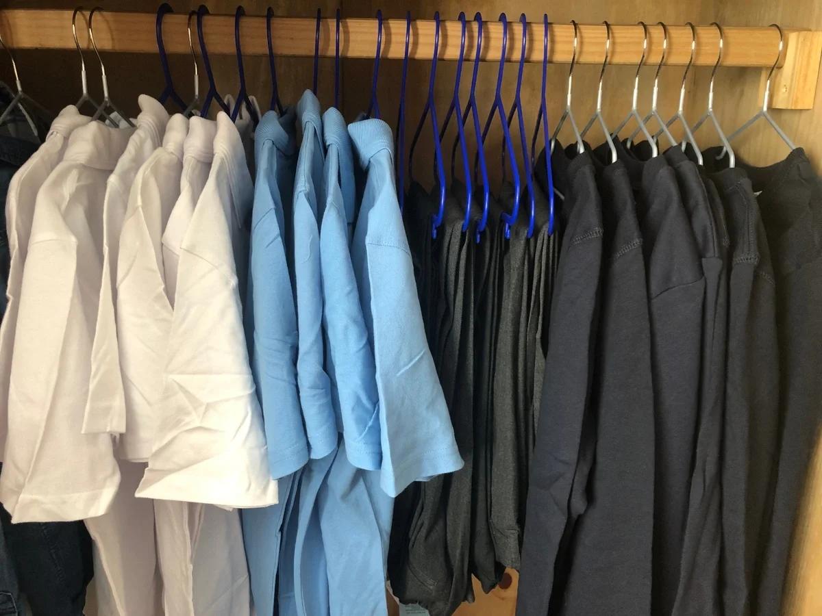 rail of school clothes
