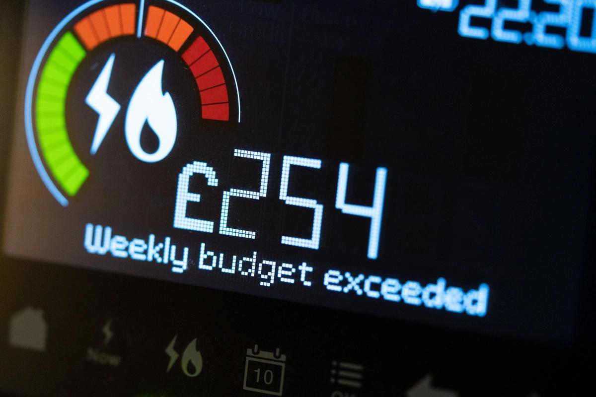 An energy smart meter showing that the customer's weekly budget has been exceeded