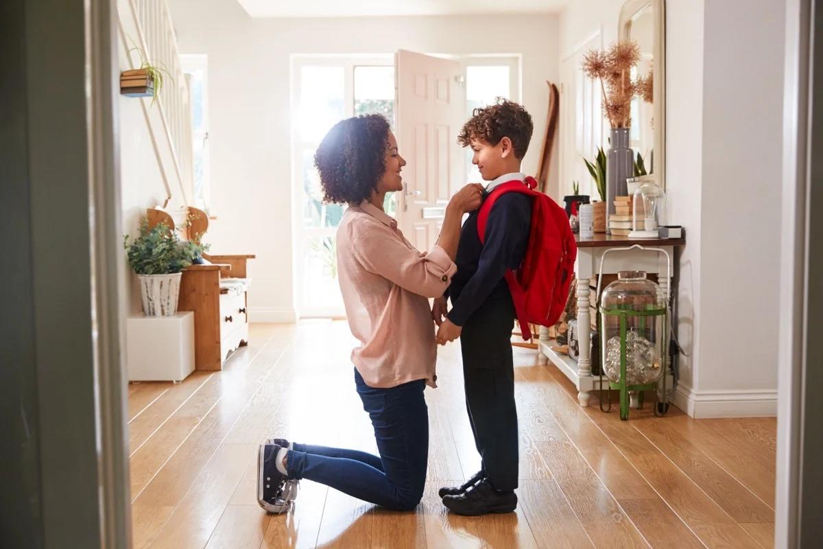 parent doing up tie