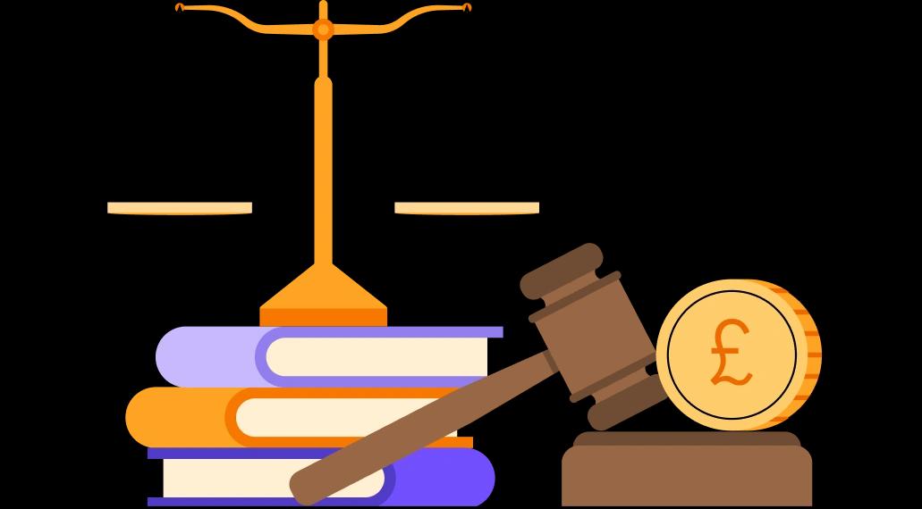 judges gavel with scale sitting on books