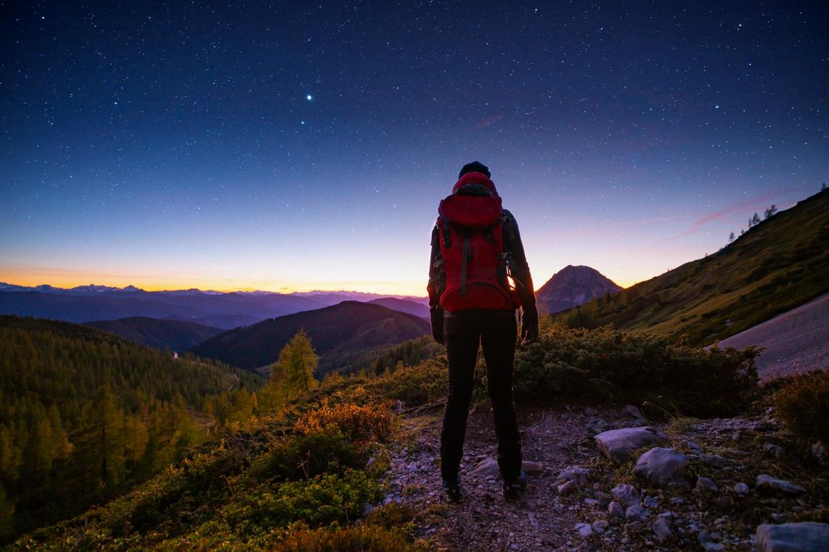 A woman stargazing