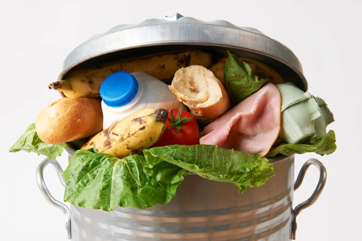 A bin overflowing with food