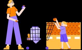 Mother and daughter shopping for groceries