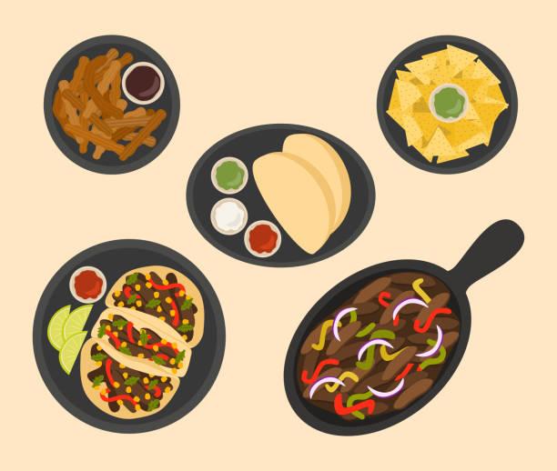 Illustrated image of Mexican food. Get a free meal with Chipotle.
