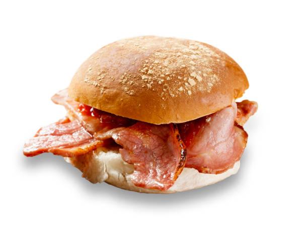Image of a bread roll filled with bacon