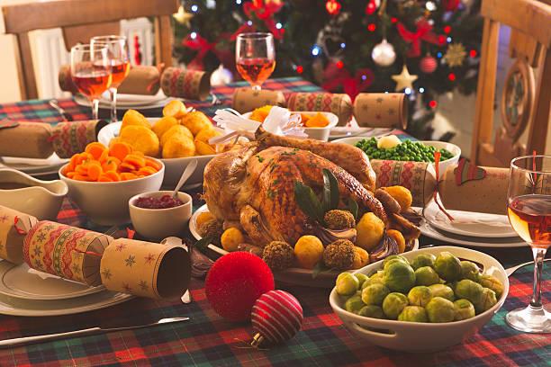 Image of a Christmas roast dinner on a table