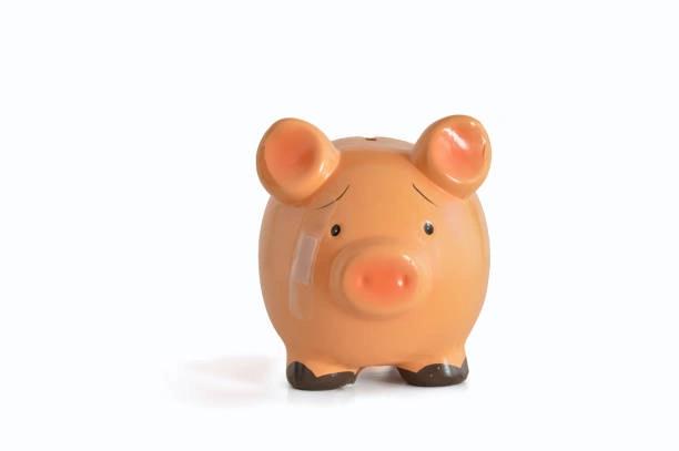 Image of a piggy bank looking sad