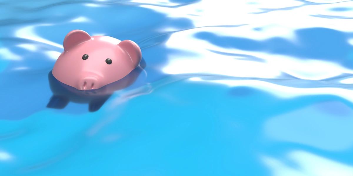A drowning piggy bank