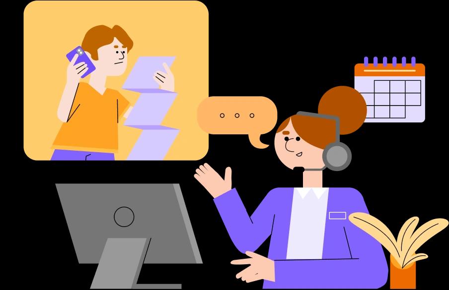 Person querying their letter with a customer phone line operative