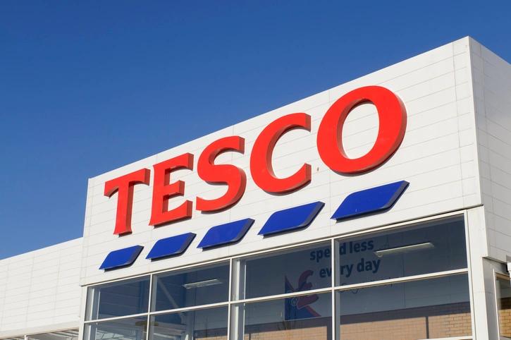 Close up of Tesco store sign