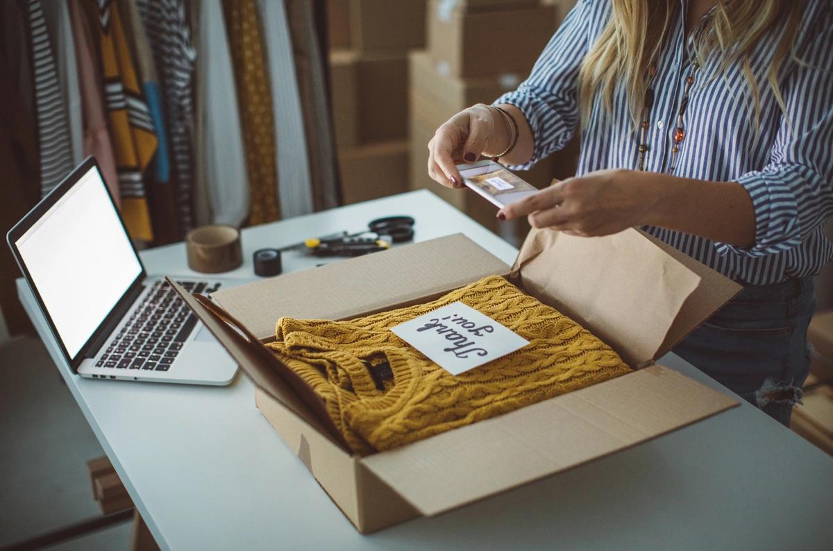 An online clothes seller preparing an order