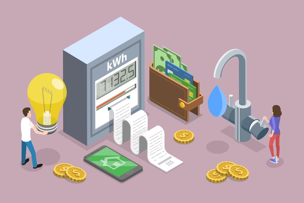 Illustration of people taking meter reading