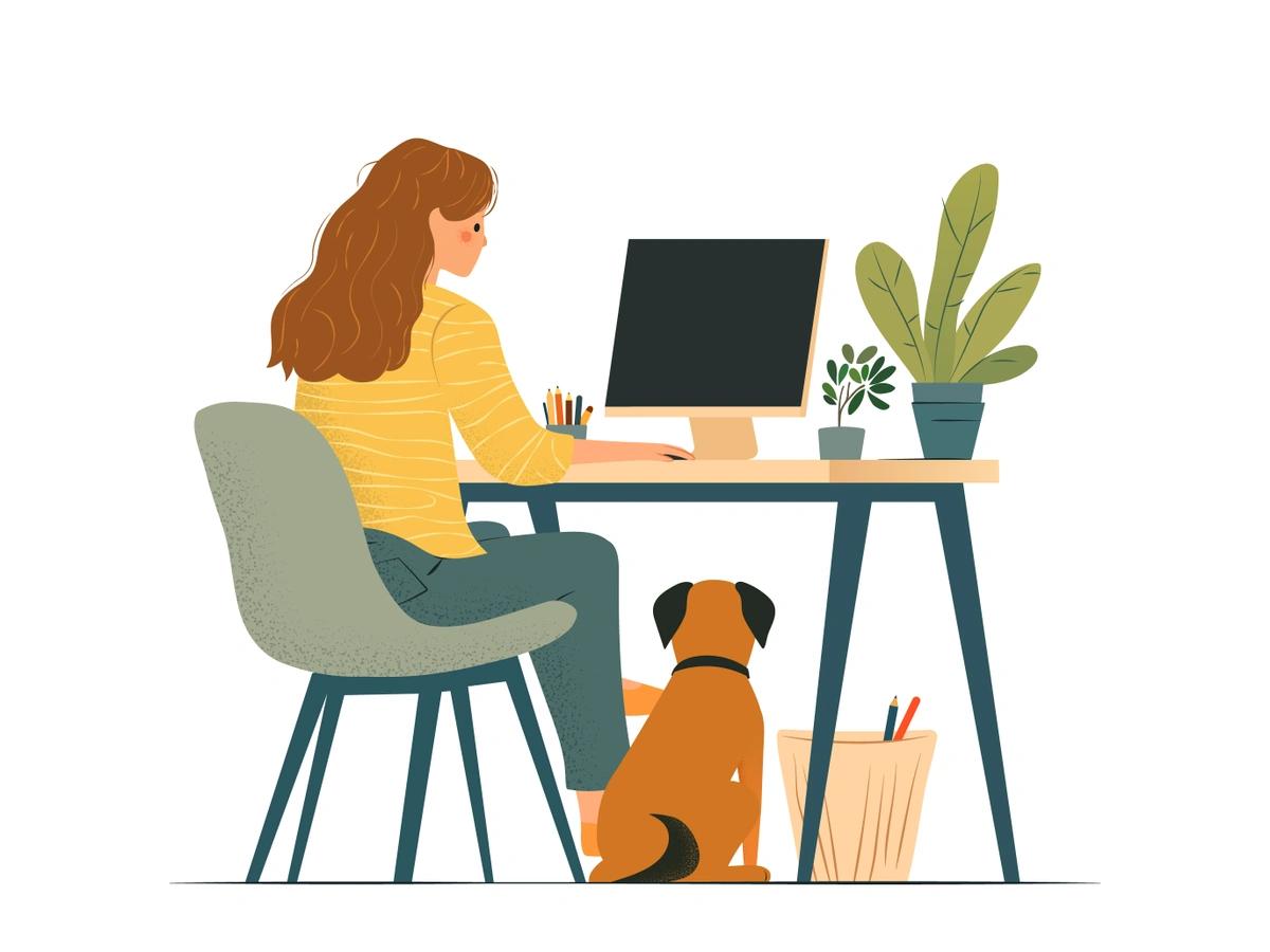 A woman getting online debt advice from the comfort of her home office