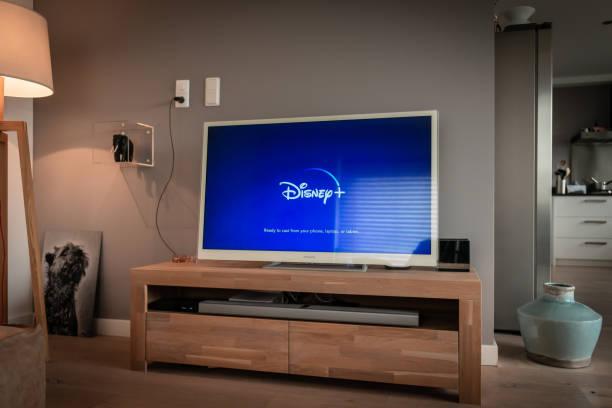Image of a TV with a Disney+ screen on it