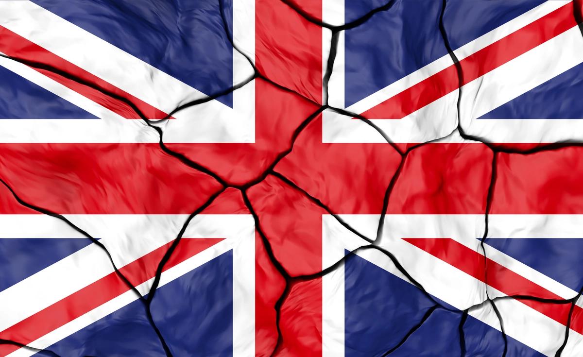 A broken Union Jack flag