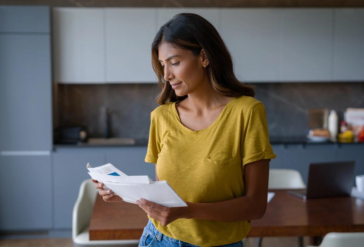 Woman reading tax credit letter