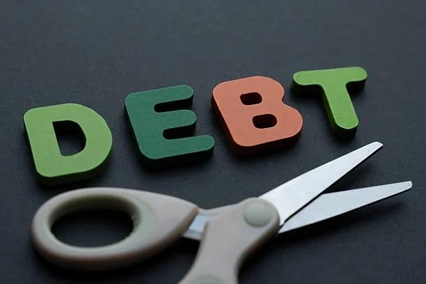 Debt spelt out in different colours. How the colour coding method can help you pay off debt. Turn money chaos into colour-coded control. Debt repayment methods