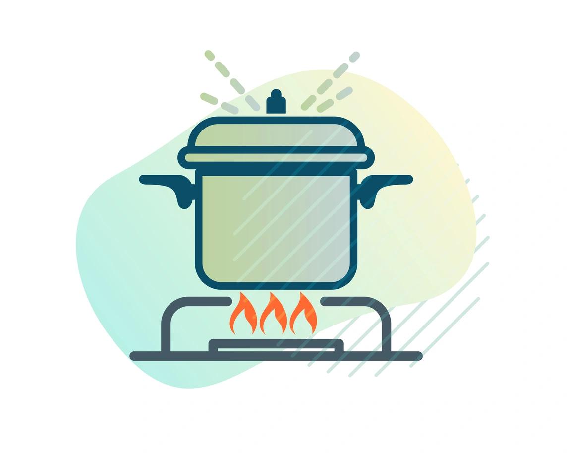 illustration of a pot on a gas hob