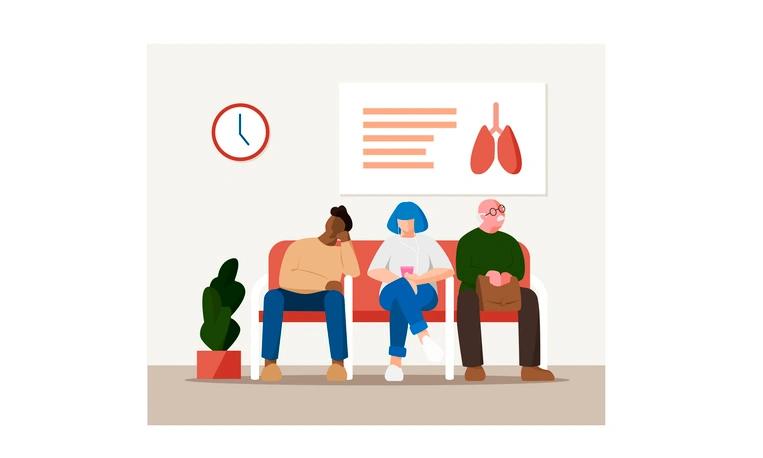 illustration of people in a hospital waiting room