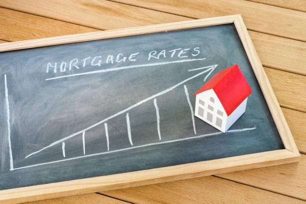 Image of a chalkboard with a graph rising upwards and a house sat on top with 'mortgage rates' underlined