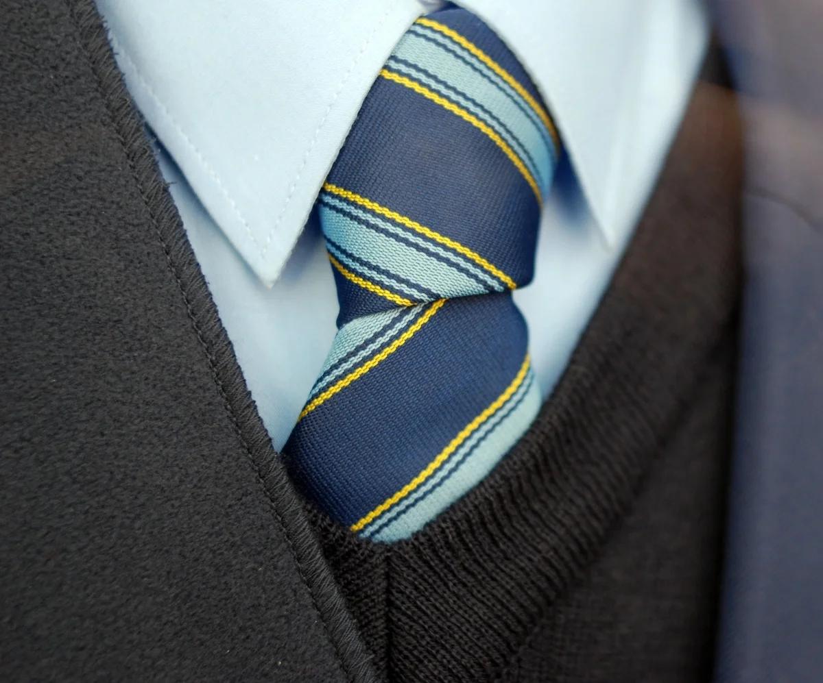 close up of school tie