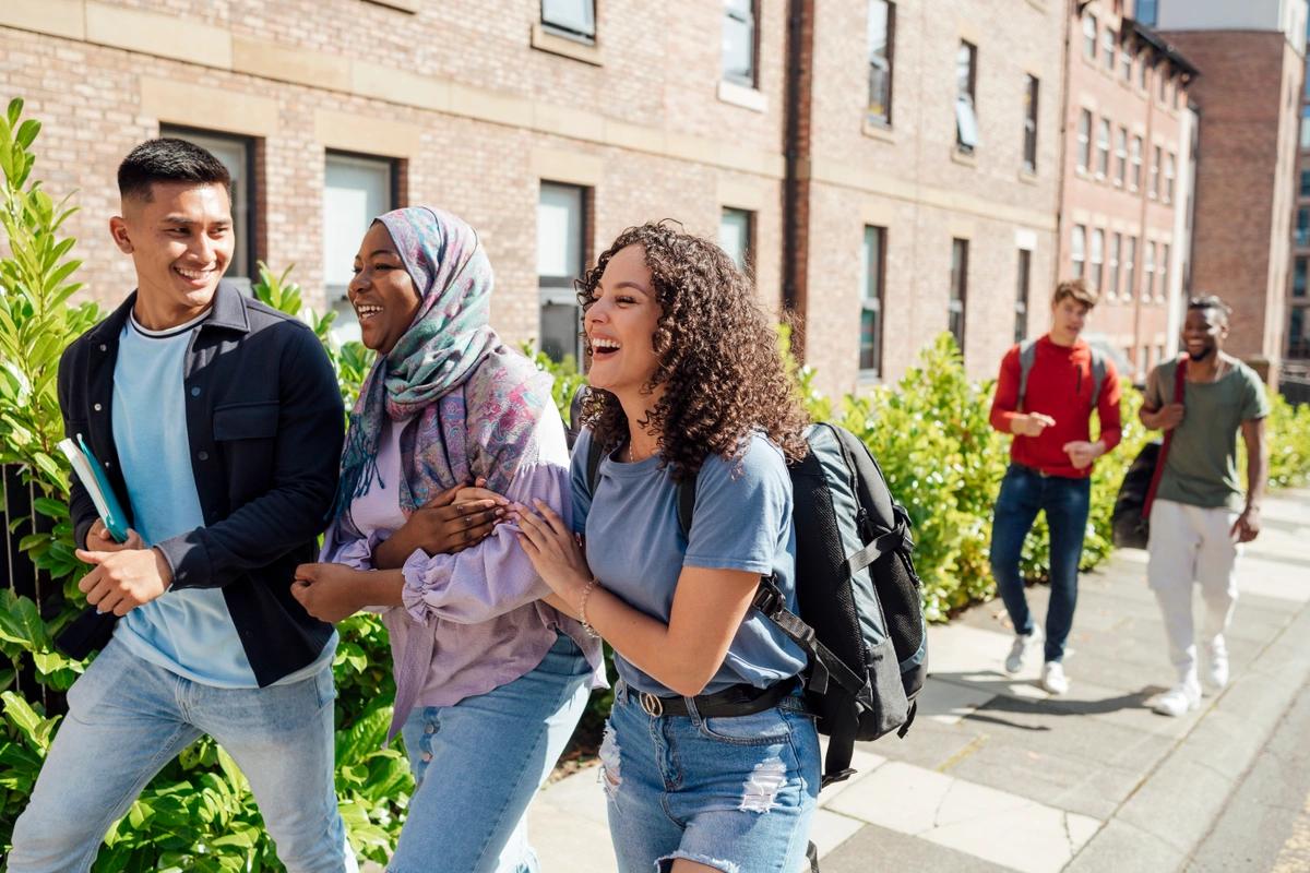 University students walking to class