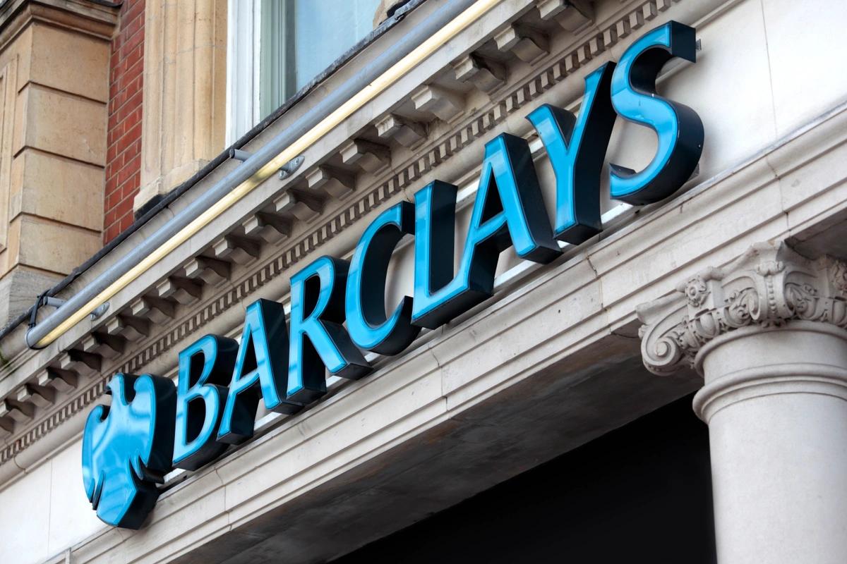 Barclays sign above a high-street branch