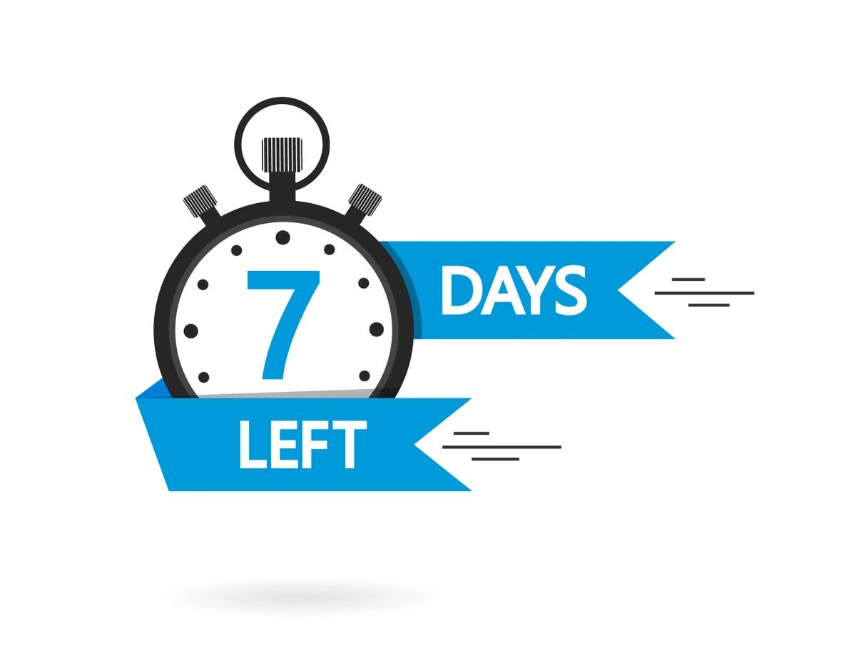 An illustration of a countdown clock showing 7 days left