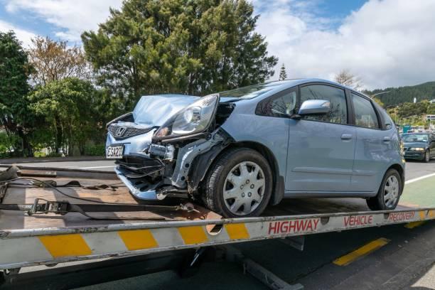 Image of a car badly damaged following a car crash