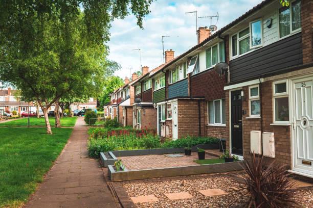 Image of a row of social housing homes. Find out how to apply for social housing