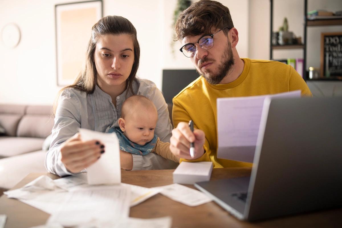 A young family go through their finances together